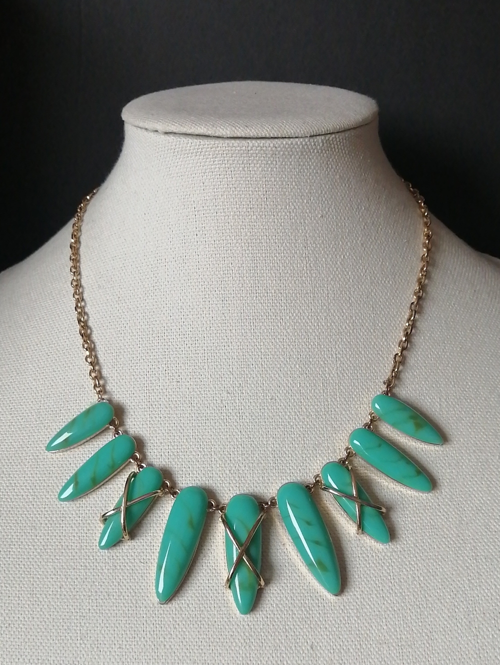 Sugarfix by BaubleBar Turquoise Light Green Goldtone Statement Necklace